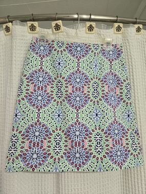 Talbots Patterned Mini Skirt in Mint, Navy & Pink